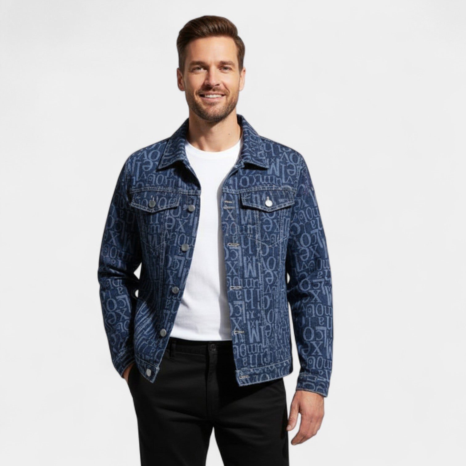 Riche | Veste en jean imprimée vintage homme – Streetwear lourd