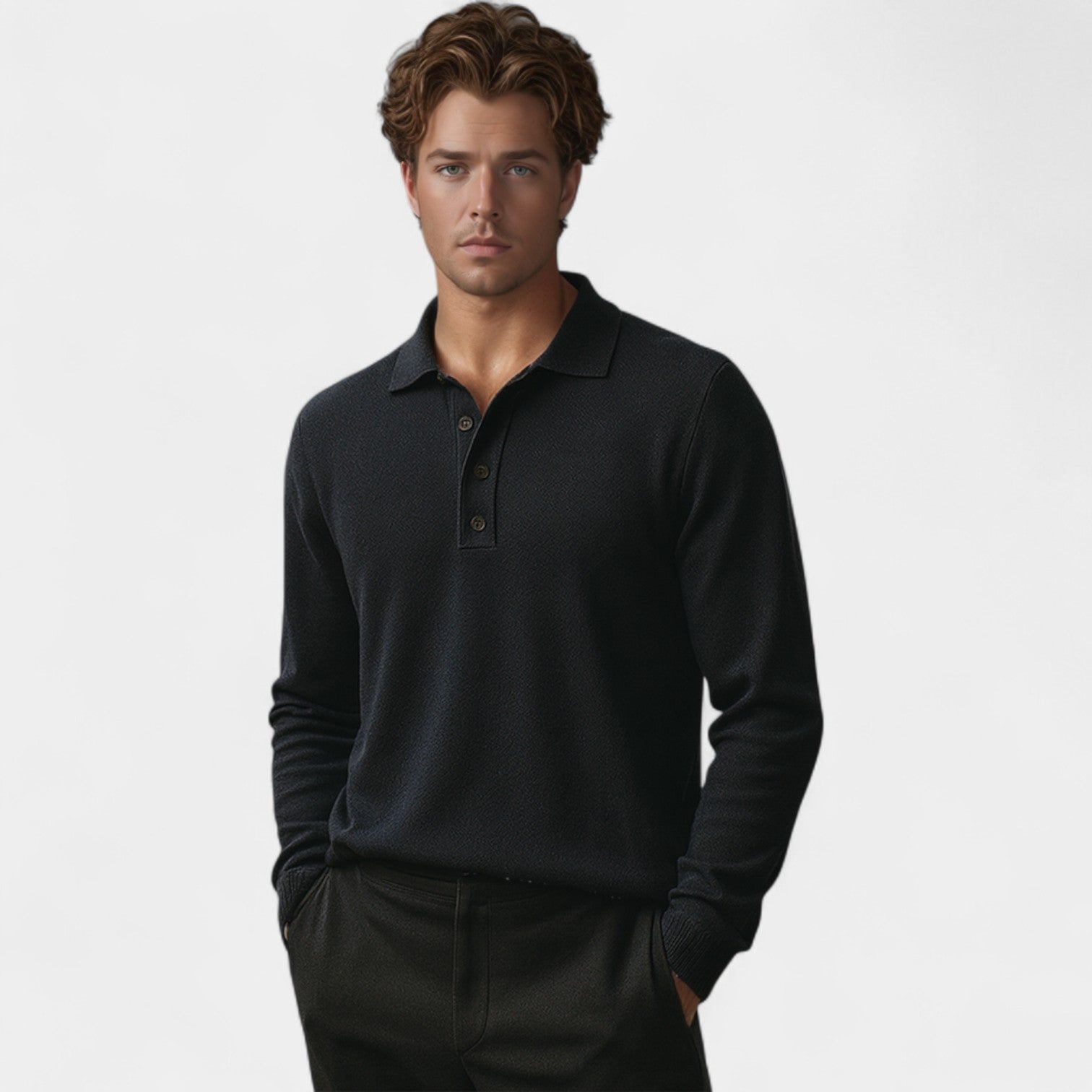 Riche | Polo manches longues homme – Coupe slim, élégance casual