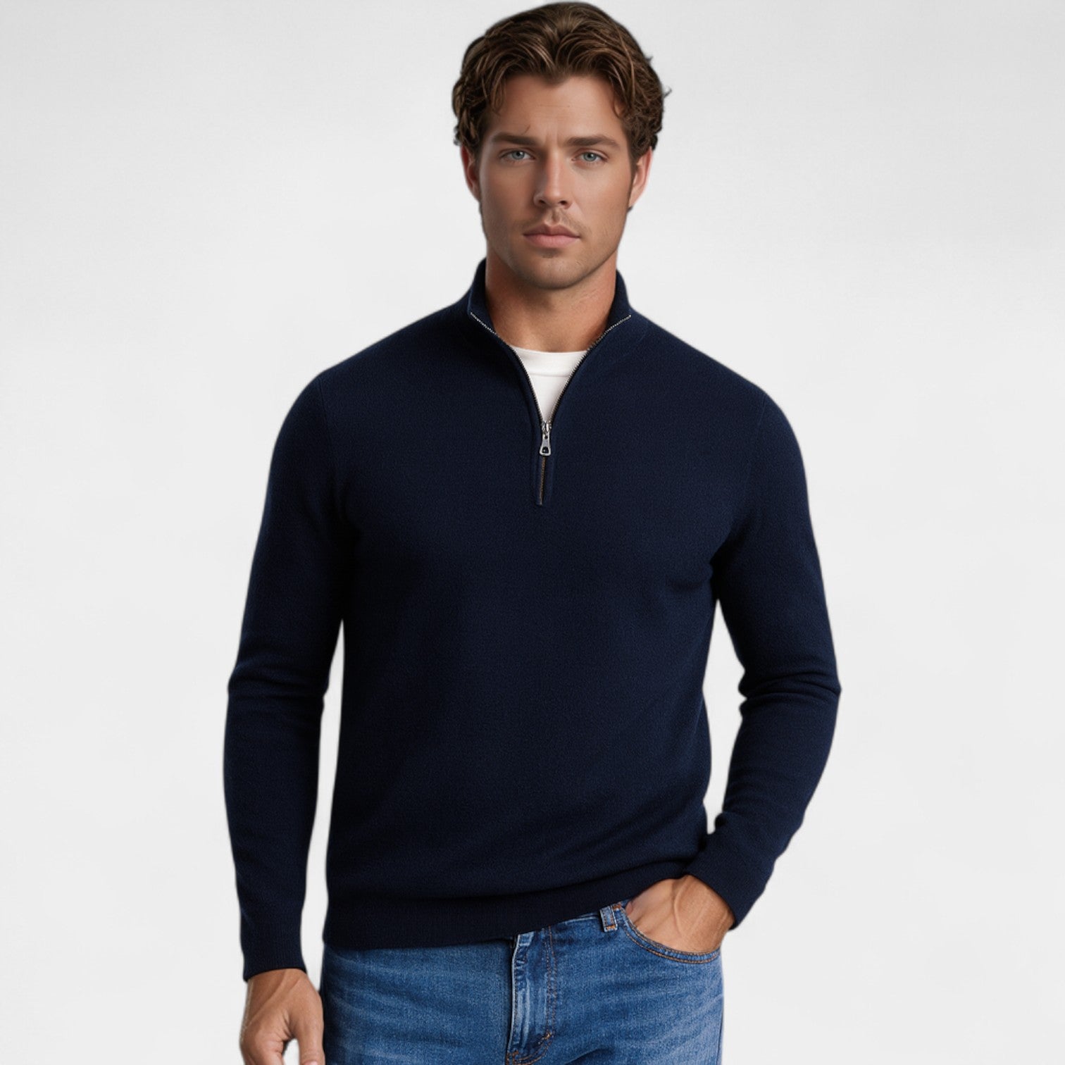 Riche | Pull zippé homme maille – Style minimaliste Riviera