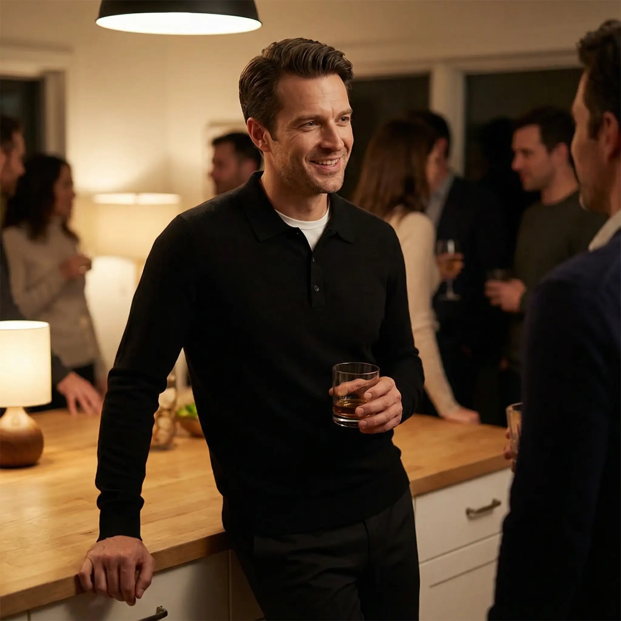 Riche | Polo homme cachemire manches longues – élégance décontractée raffinée