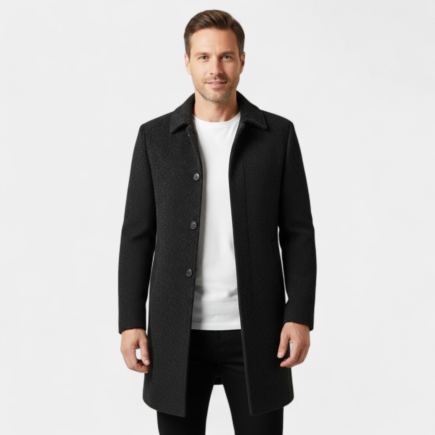 Riche | Manteau Homme en Laine et Velours – Col à Revers Coupe Classique