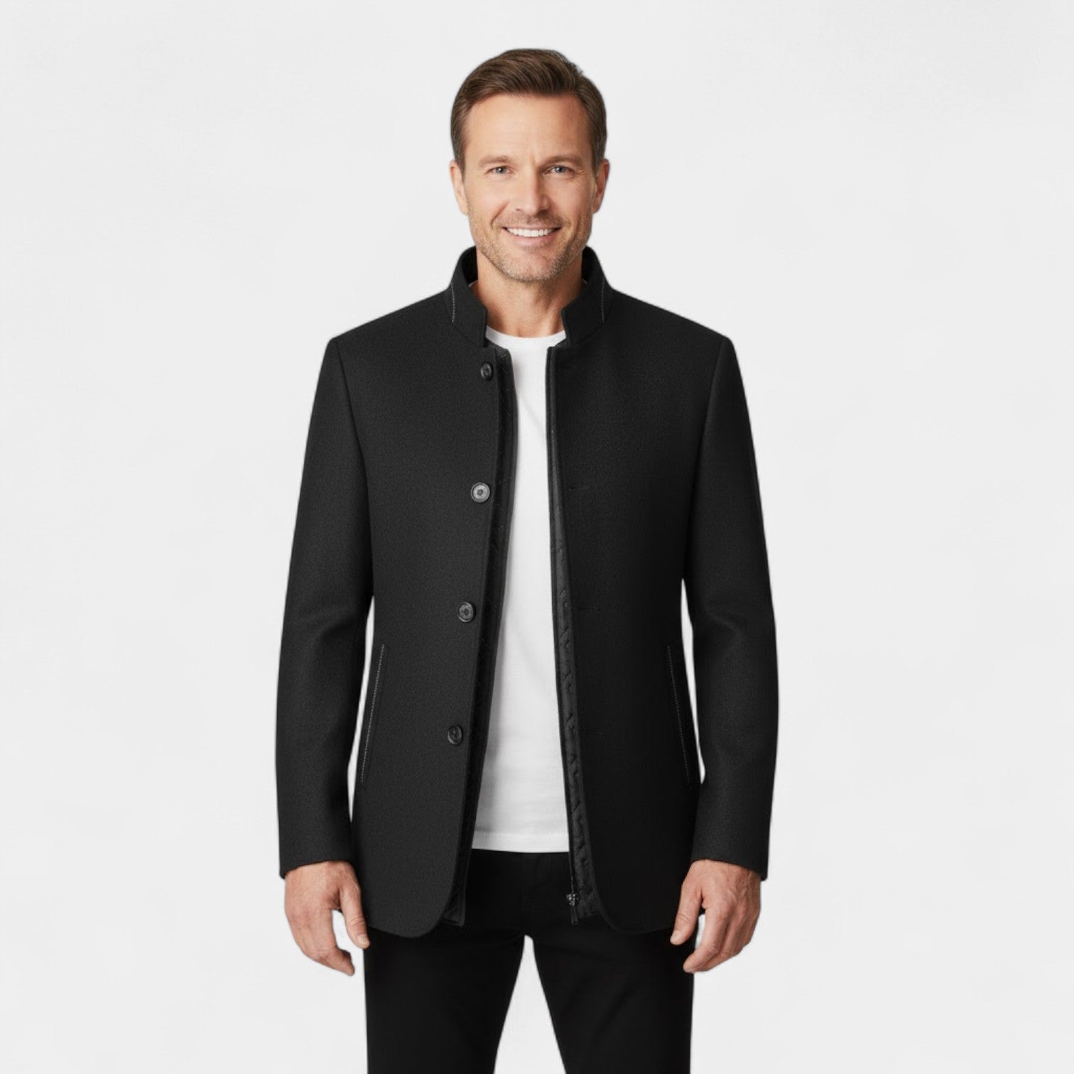 Riche | Manteau homme en laine à col montant