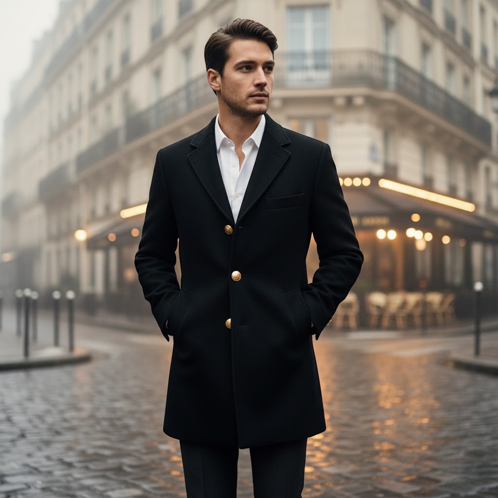 Riche | Manteau Homme en Laine – Mi-Long à Simple Boutonnage Classique