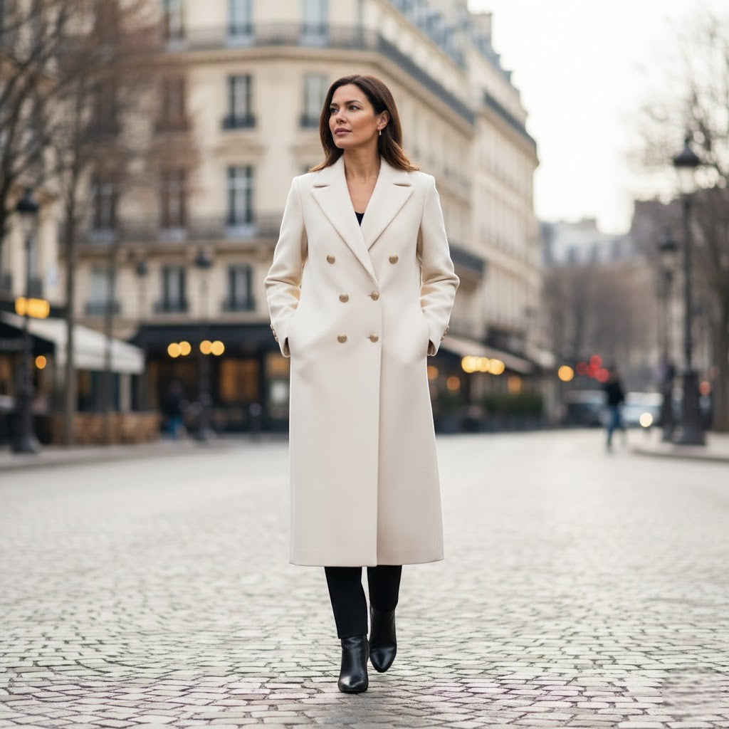 Riche | Manteau Femme Long Croisé en Tweed