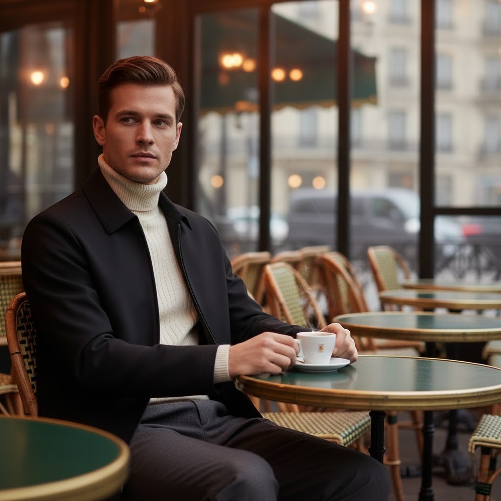 Riche | Veste Homme – Manteau Col Polo en Tissu Technique