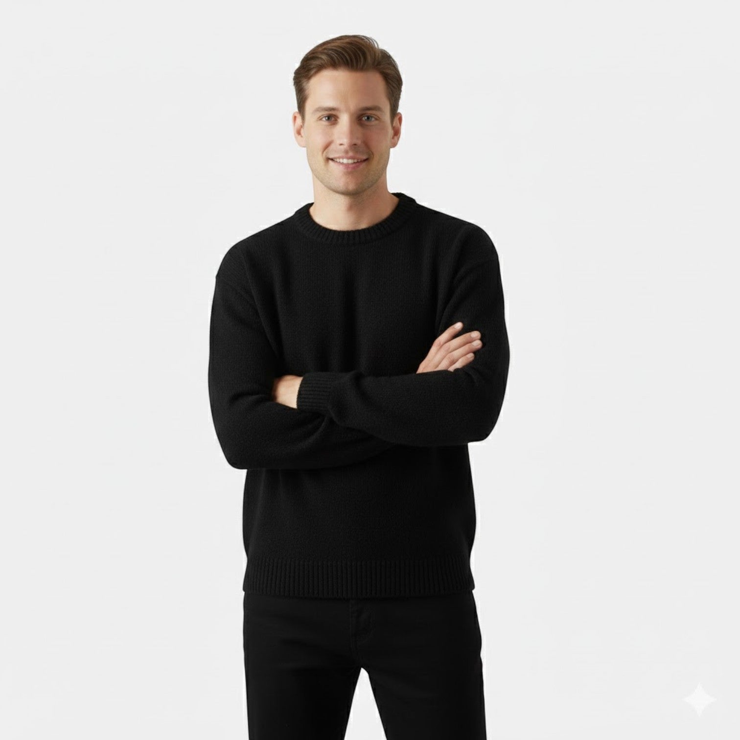 Riche | Pull homme épaissi en coton col rond