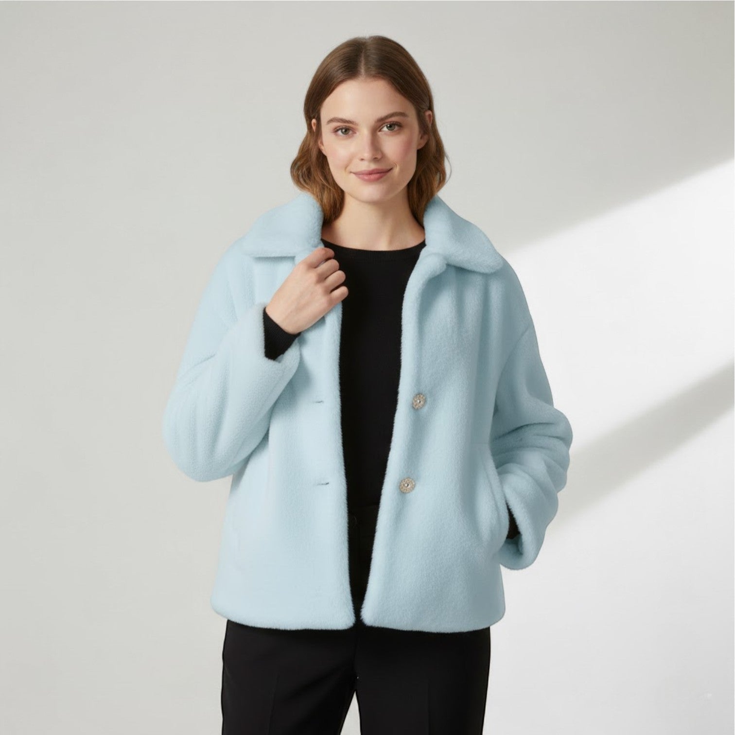 Riche | Manteau d’Hiver Femme à Revers en Fourrure Douce