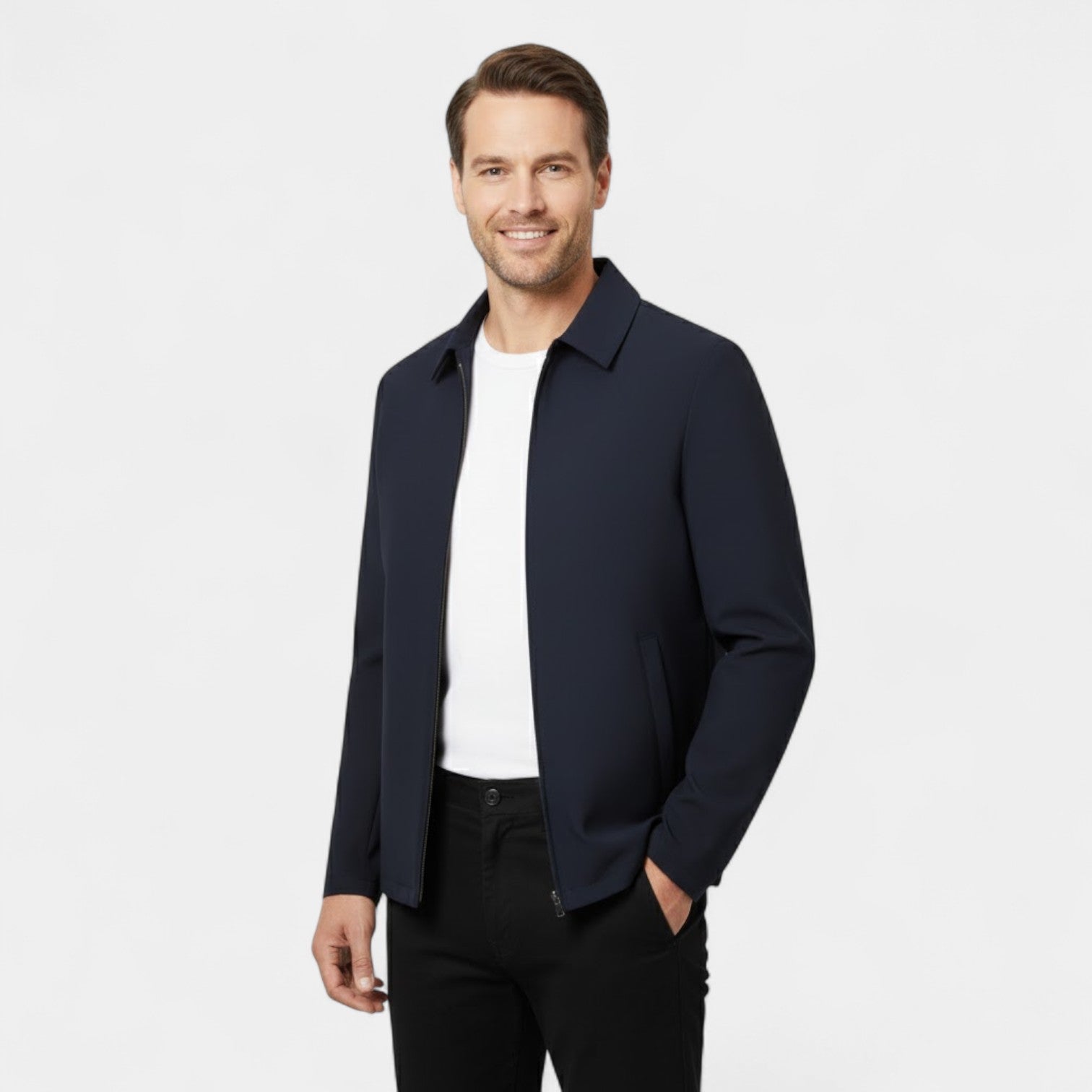Riche | Veste Homme – Manteau Col Polo en Tissu Technique