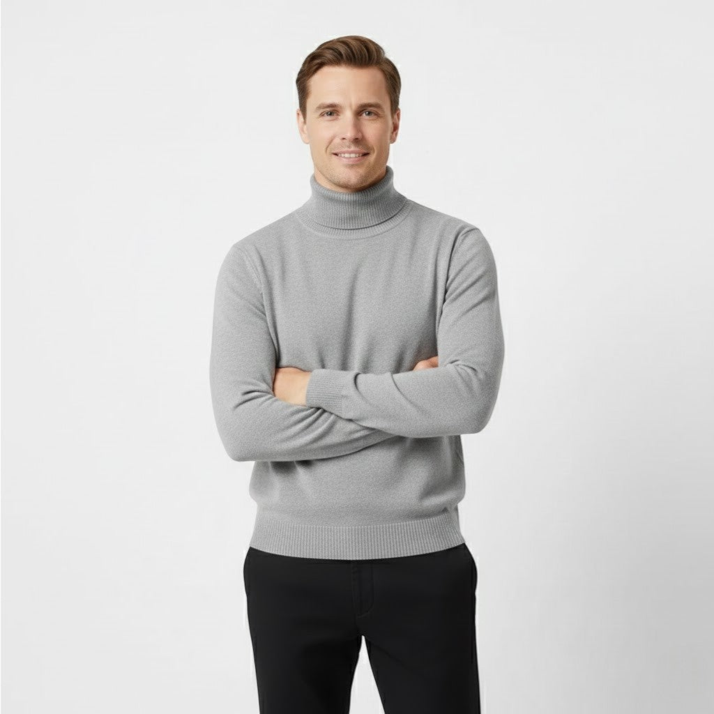 Riche | Pull col roulé homme doublé laine – coupe épaisse velours