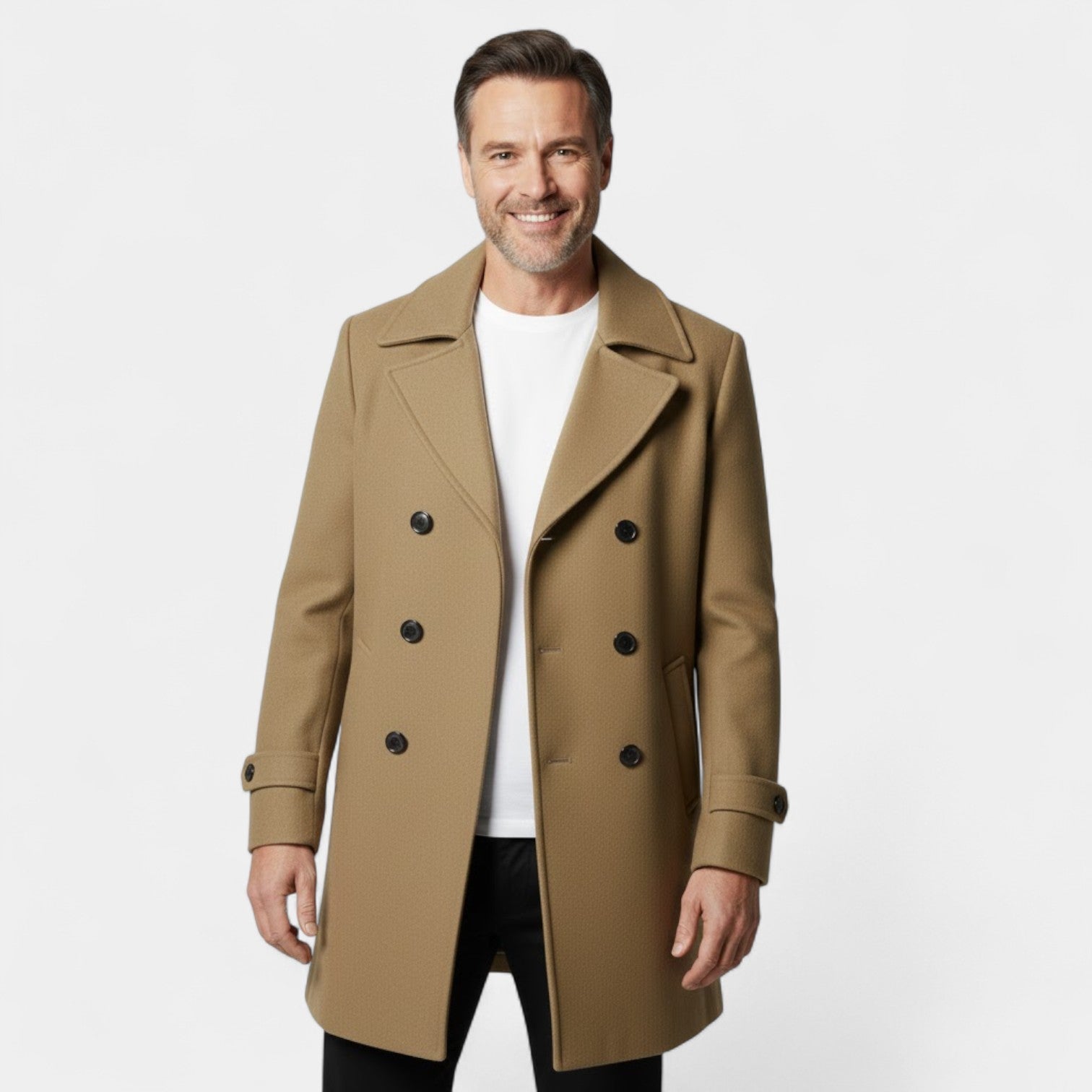 Riche | Manteau Homme en Laine – Long à Double Boutonnage avec Revers