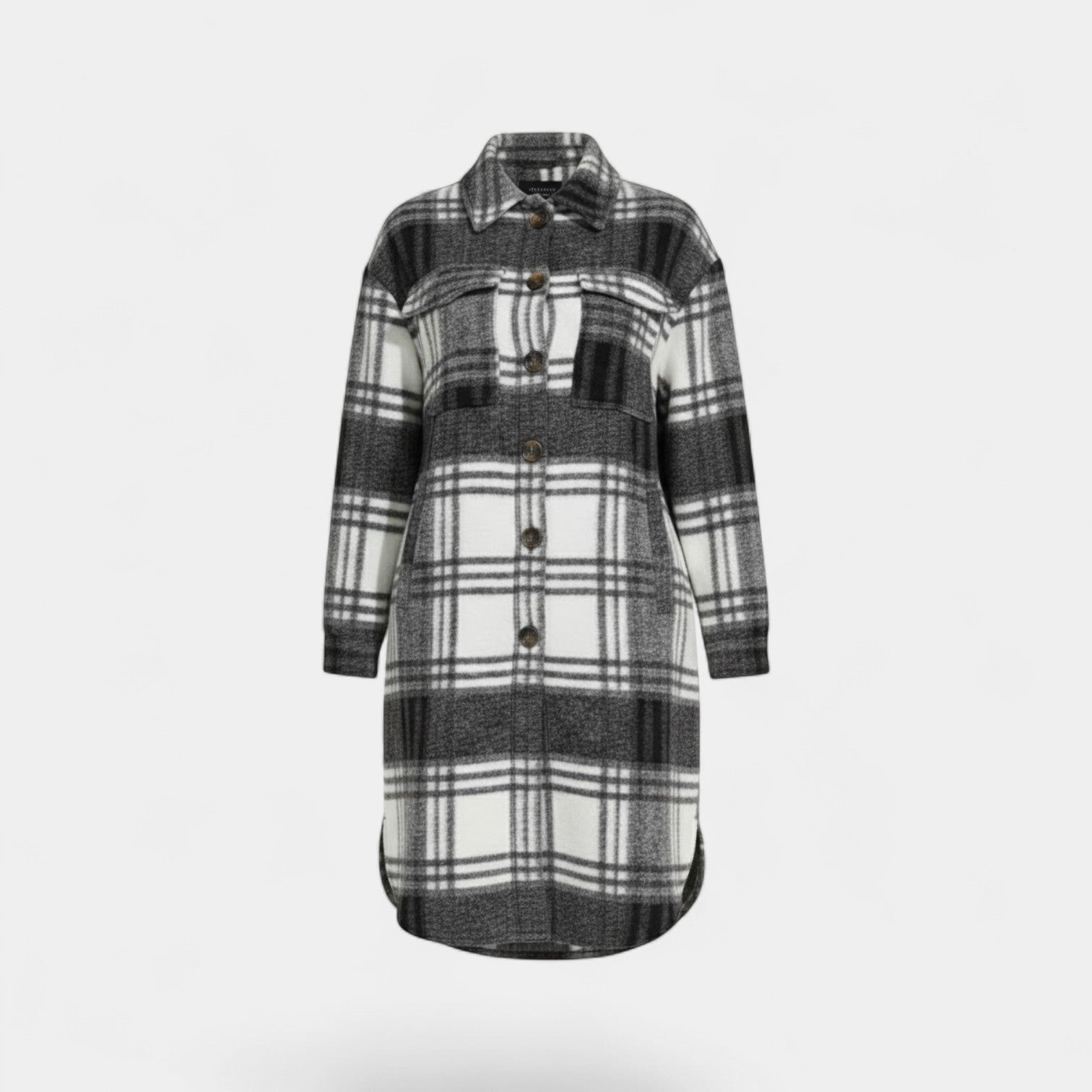 Riche | Manteau Femme Long en Coton et Laine à Carreaux