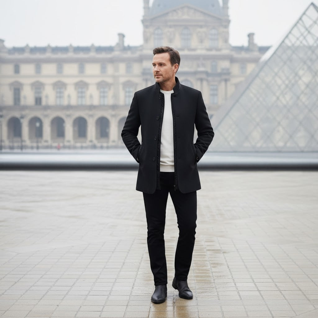 Riche | Manteau homme en laine à col montant