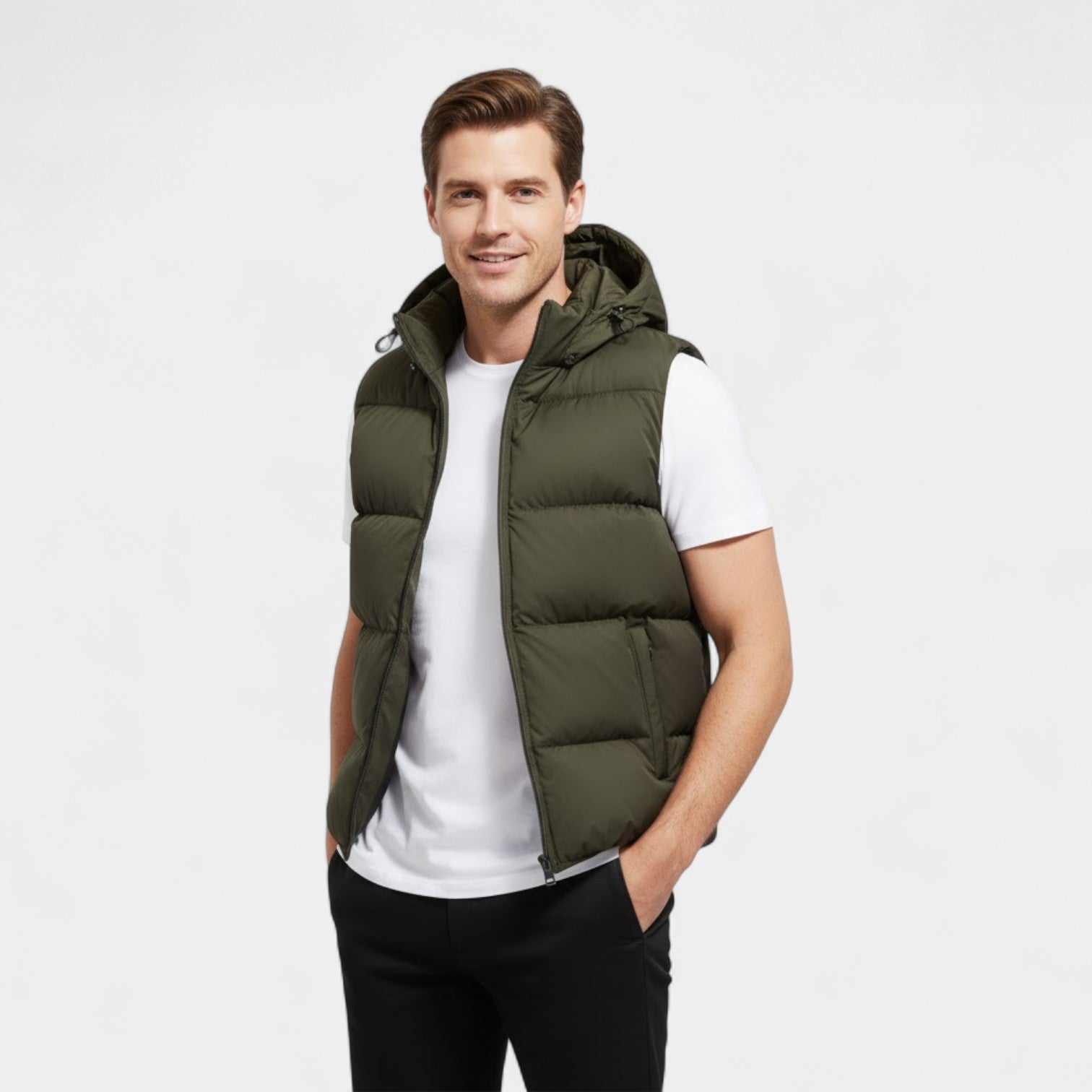 Riche | Gilet sans manches homme coton capuche – thermique épais casual