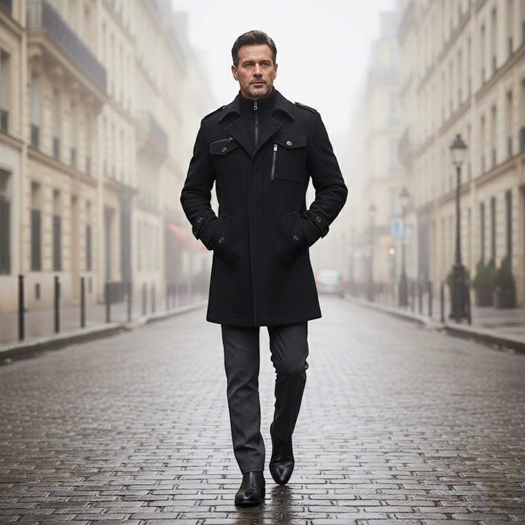 Riche | Manteau homme laine double col trenchcoat – ajusté, raffiné, silhouette intemporelle