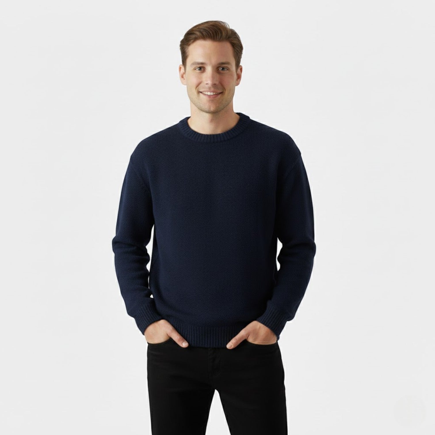 Riche | Pull homme épaissi en coton col rond