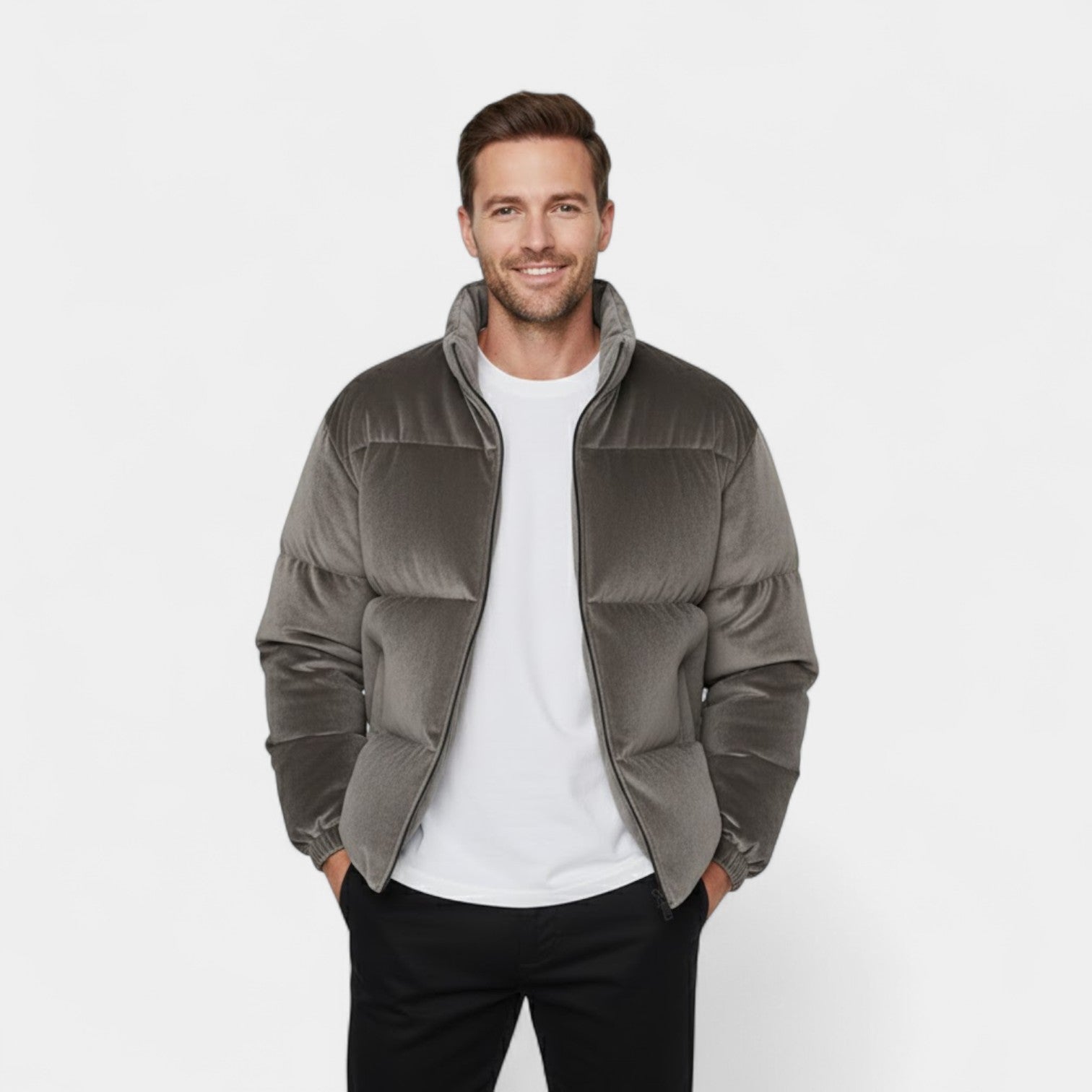 Riche | Veste Homme en Velours – Doudoune Matelassée à Col Montant