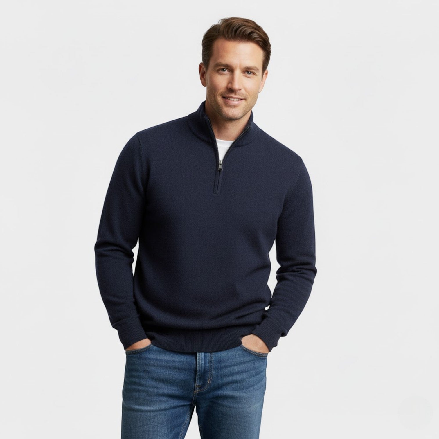Riche | Pull zippé homme maille – Style minimaliste Riviera