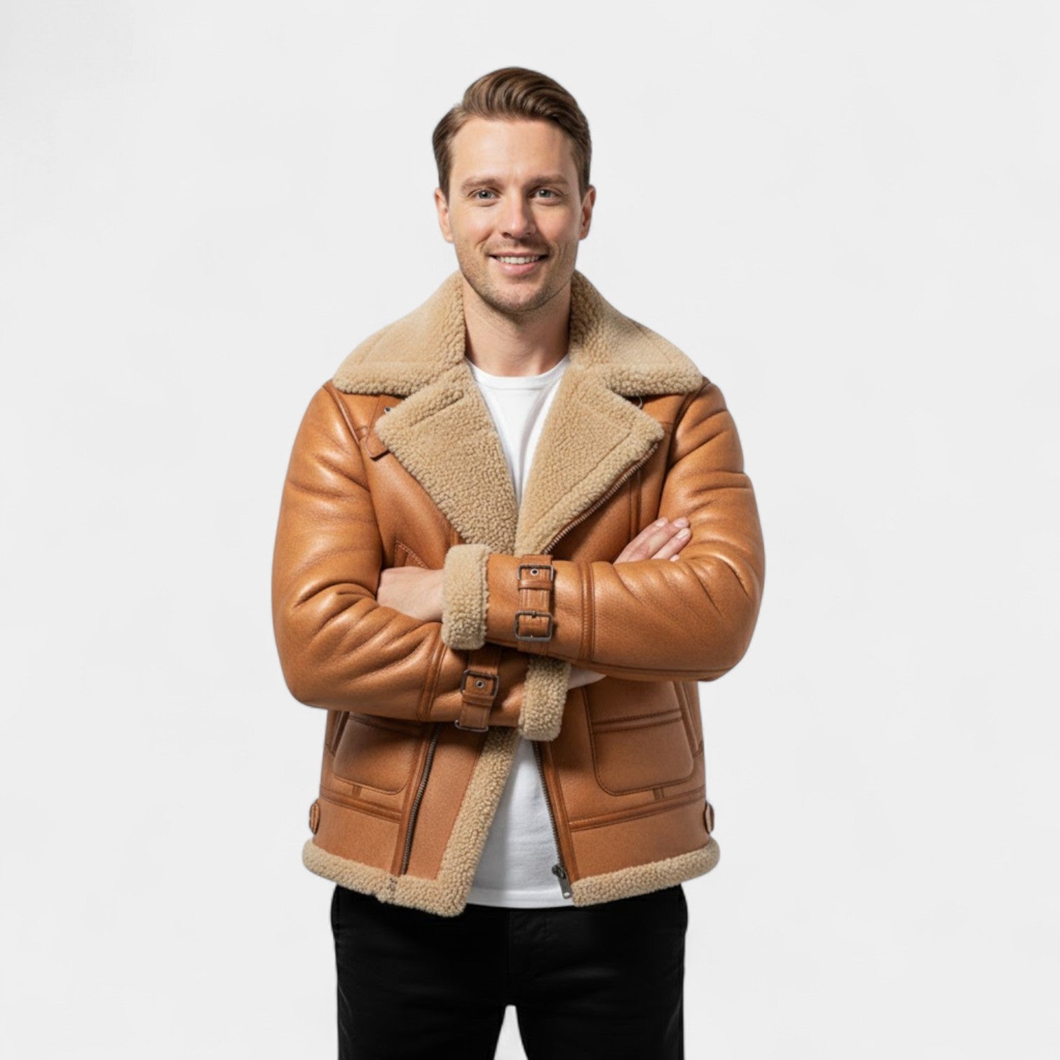 Riche | Veste Militaire Homme – Manteau à Col en Fourrure Doublé