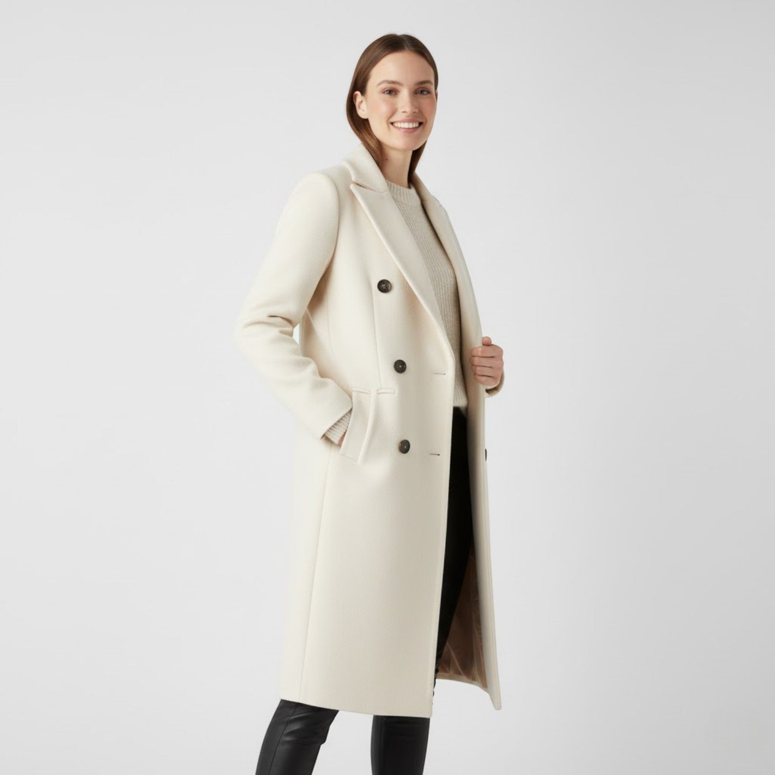 Riche | Manteau Femme Croisé en Laine Mélangée