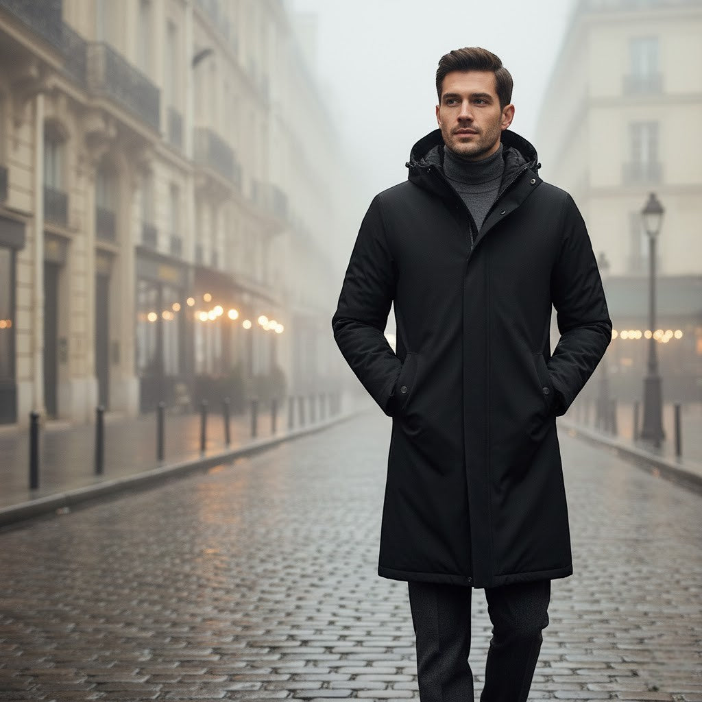 Riche | Manteau Homme en Coton à Capuche – Long Imperméable