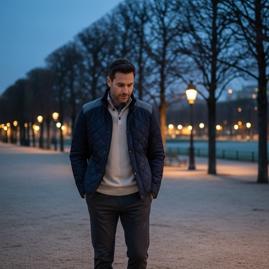 Riche | Veste matelassée homme à empiècements en suède