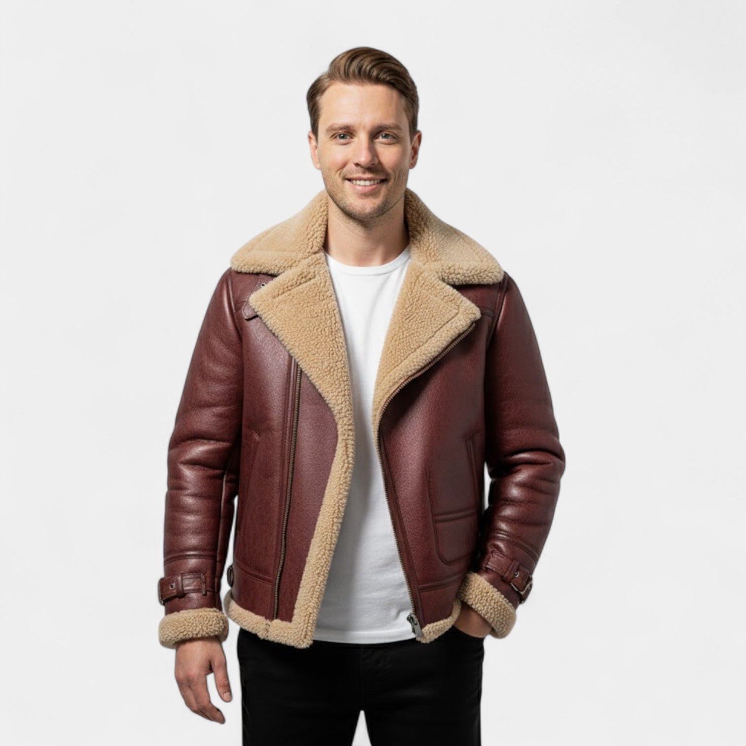 Riche | Veste Militaire Homme – Manteau à Col en Fourrure Doublé