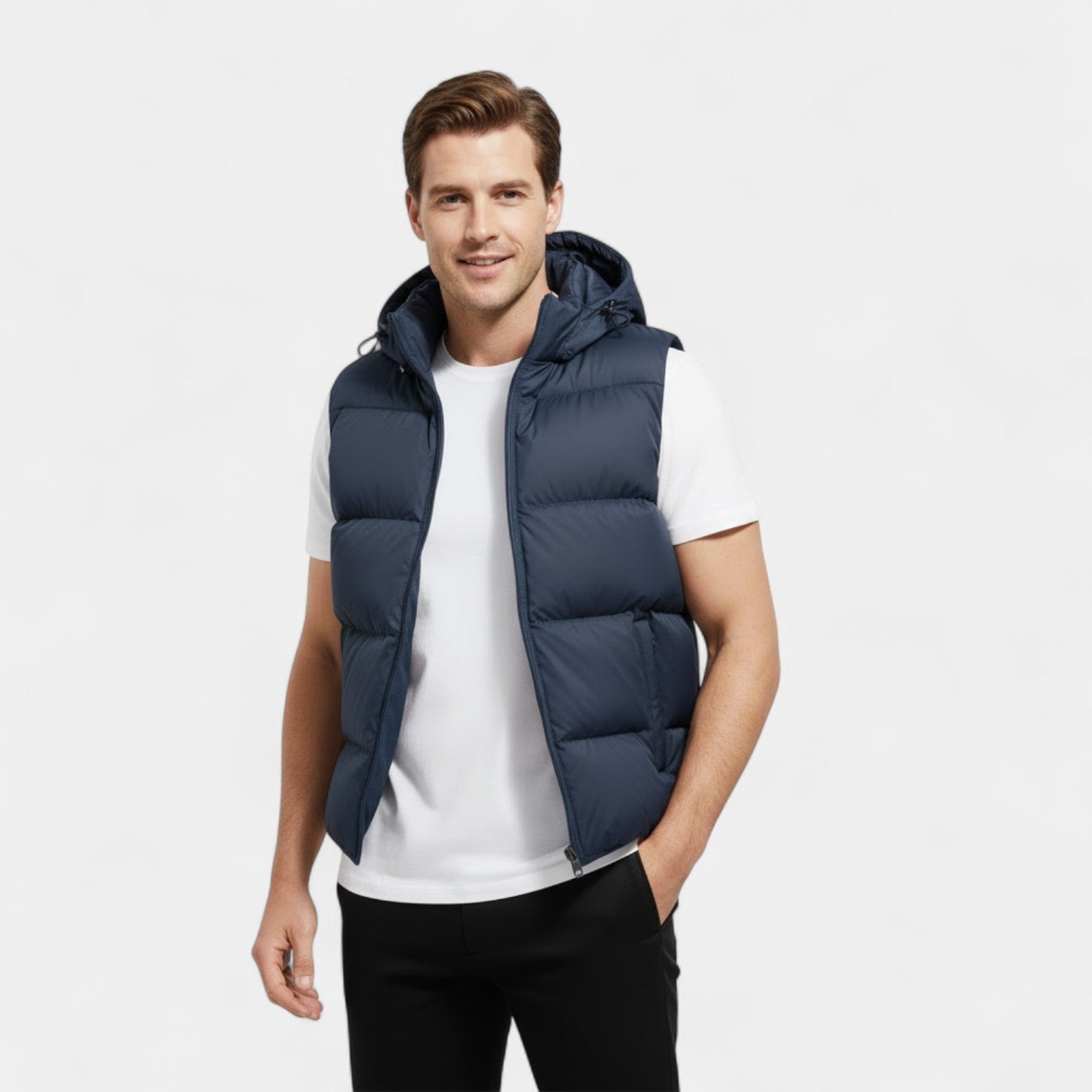 Riche | Gilet sans manches homme coton capuche – thermique épais casual