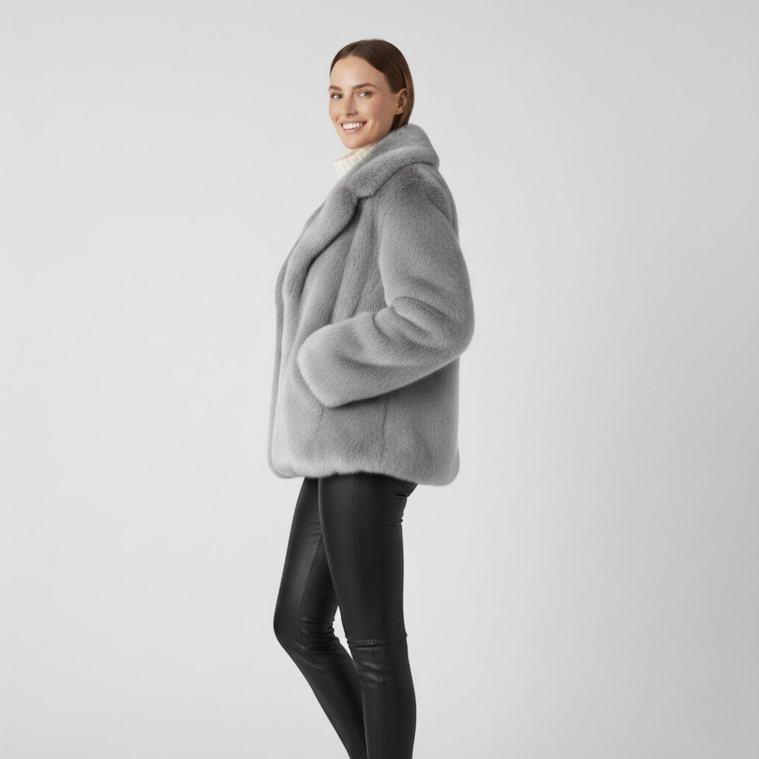Riche | Manteau d’Hiver Femme en Chiffon, Laine et Fourrure