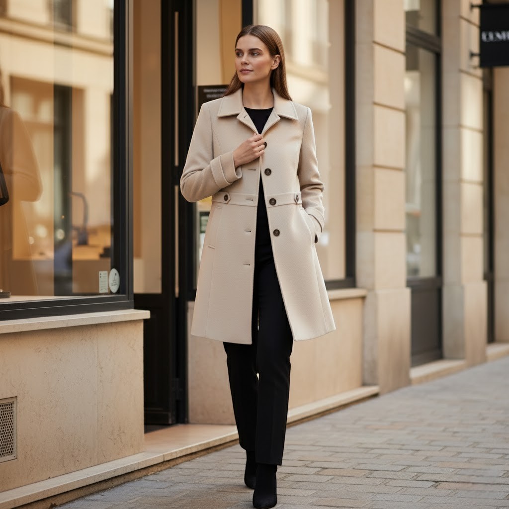 Riche | Manteau d’Hiver Élégant en Laine pour Femme