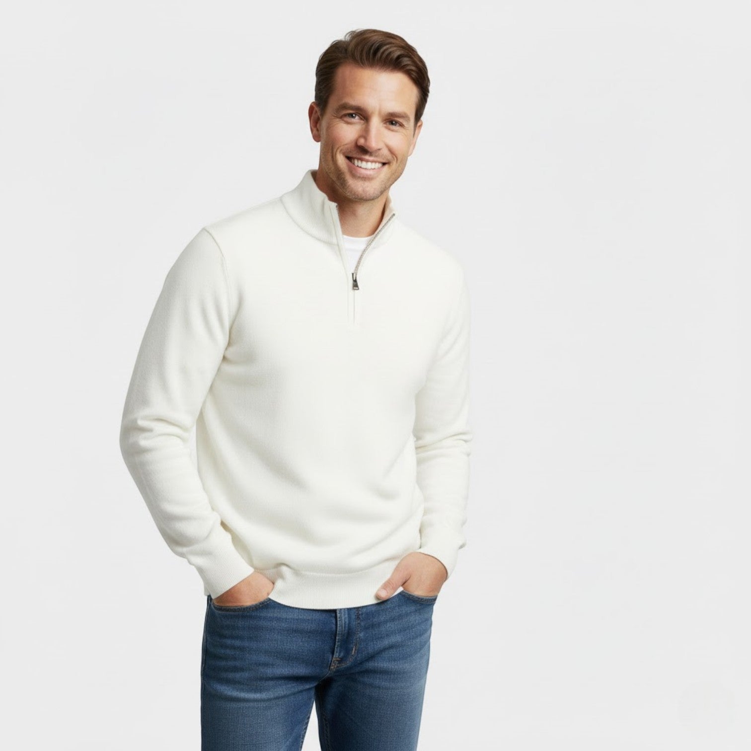 Riche | Pull zippé homme maille – Style minimaliste Riviera
