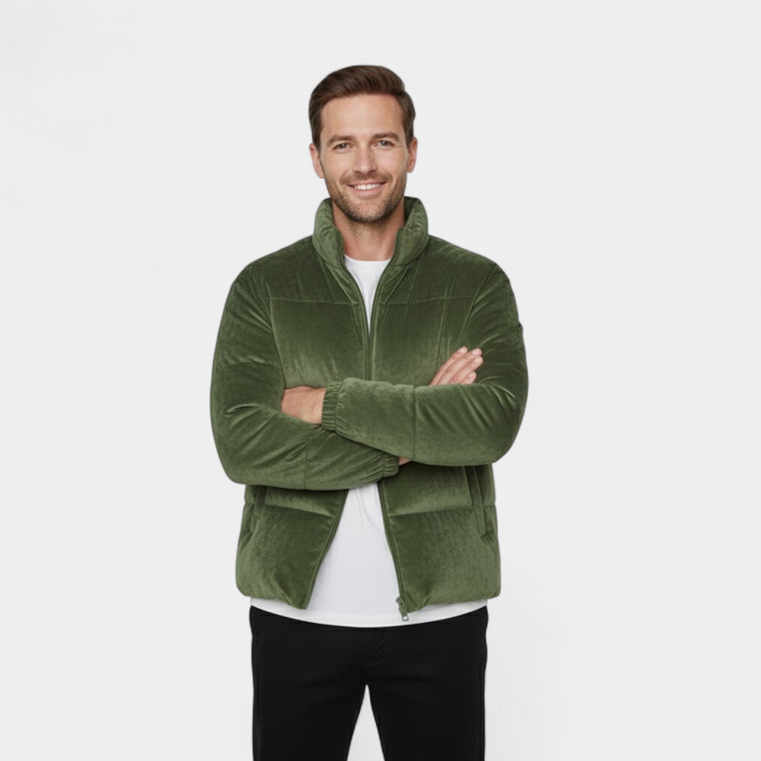 Riche | Veste Homme en Velours – Doudoune Matelassée à Col Montant