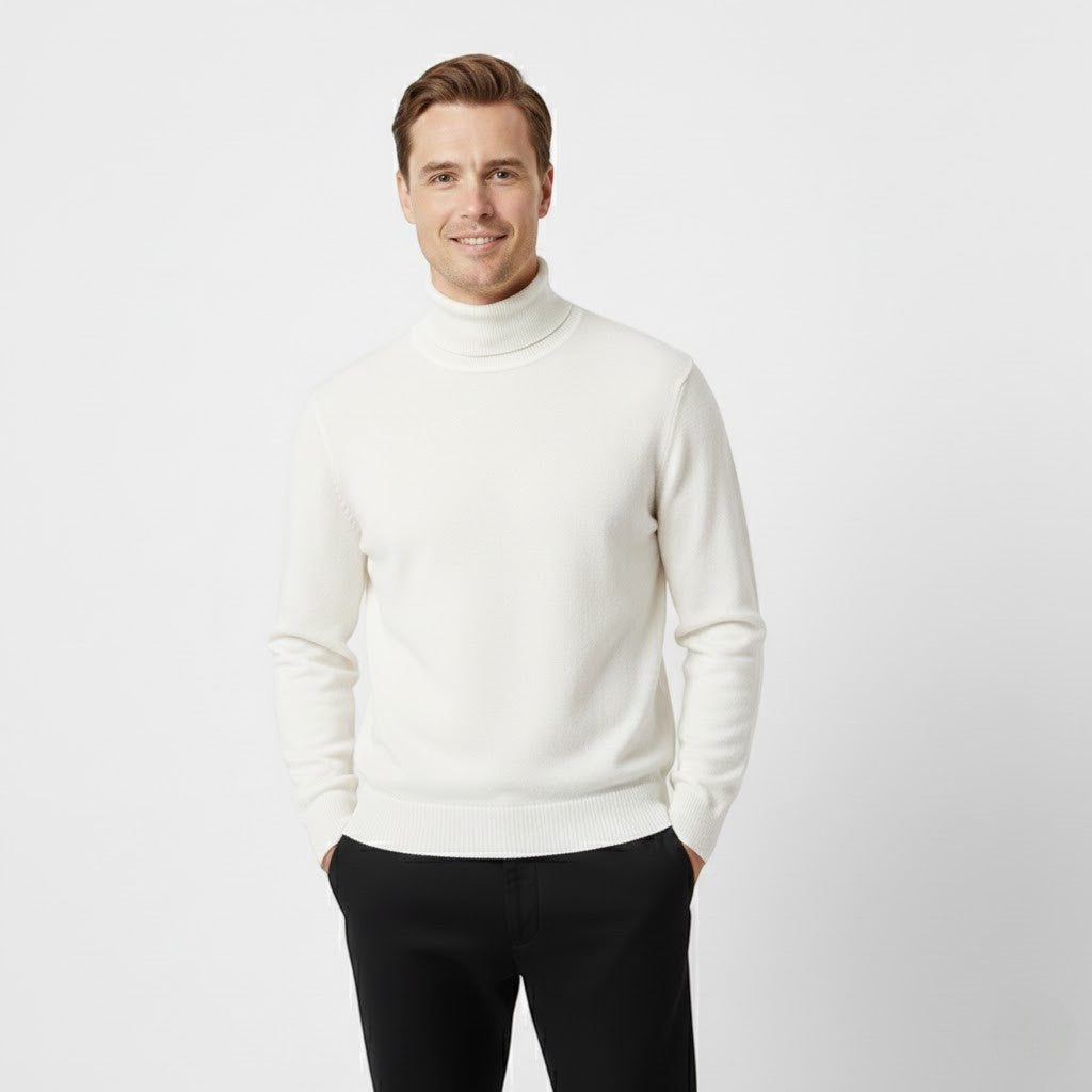 Riche | Pull col roulé homme doublé laine – coupe épaisse velours