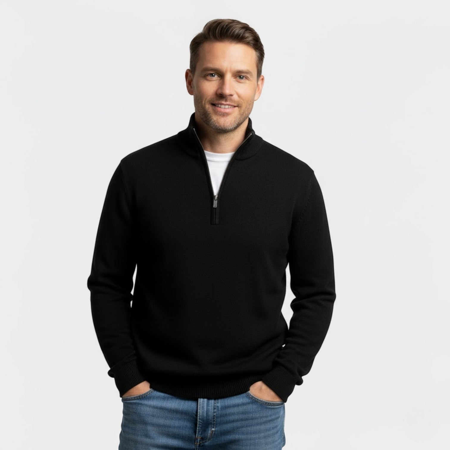 Riche | Pull zippé homme maille – Style minimaliste Riviera