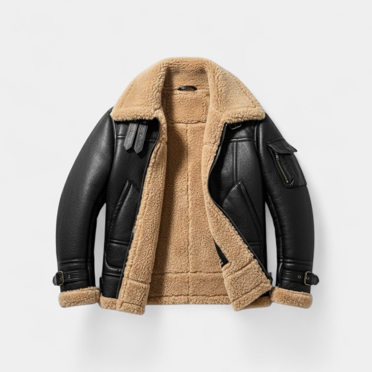 Riche | Veste Militaire Homme – Manteau à Col en Fourrure Doublé