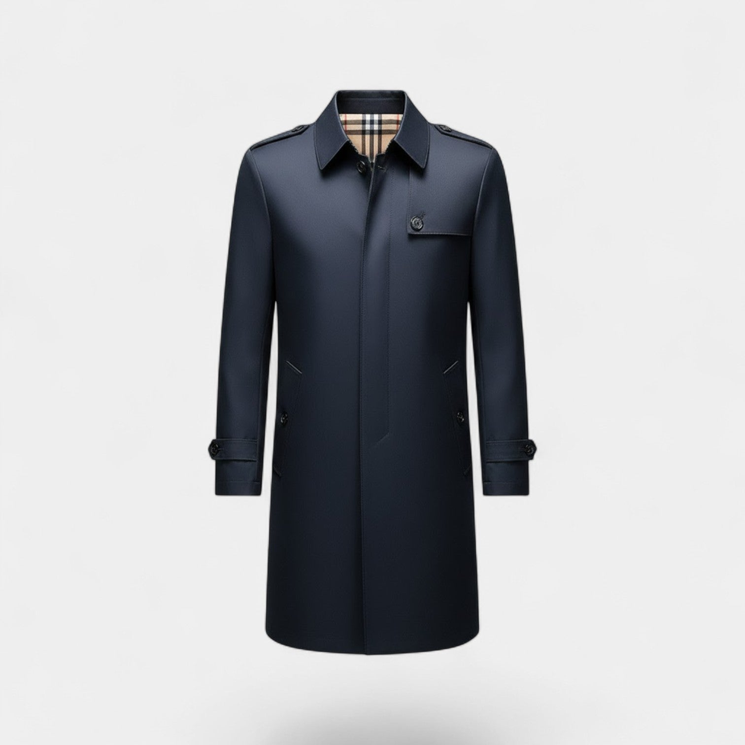 Riche | Veste Homme Mi-Longue – Trench à Col Revers Coupe Classique