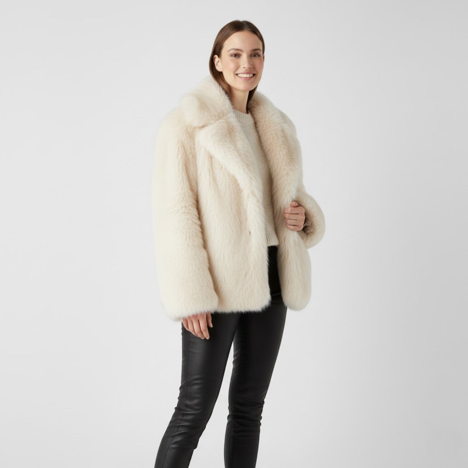 Riche | Manteau d’Hiver Femme en Chiffon, Laine et Fourrure