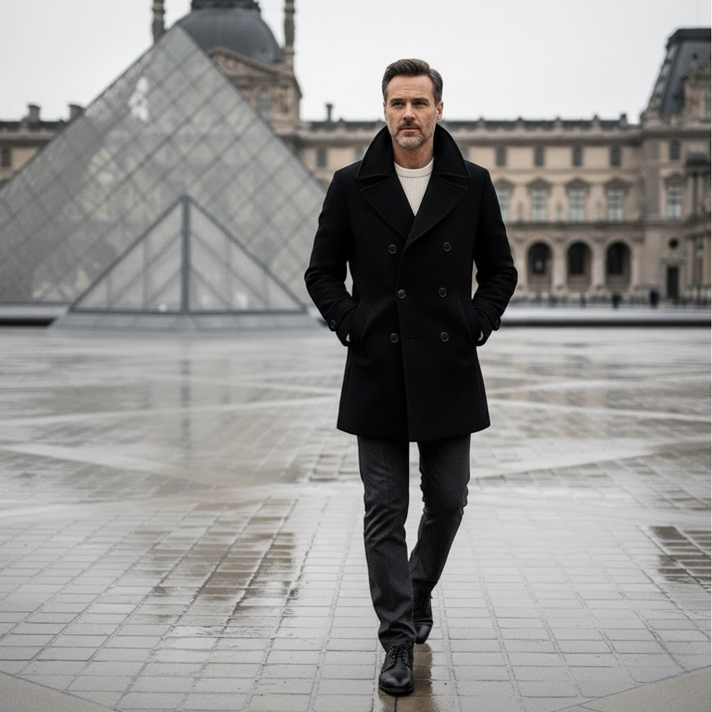 Riche | Manteau Homme en Laine – Long à Double Boutonnage avec Revers