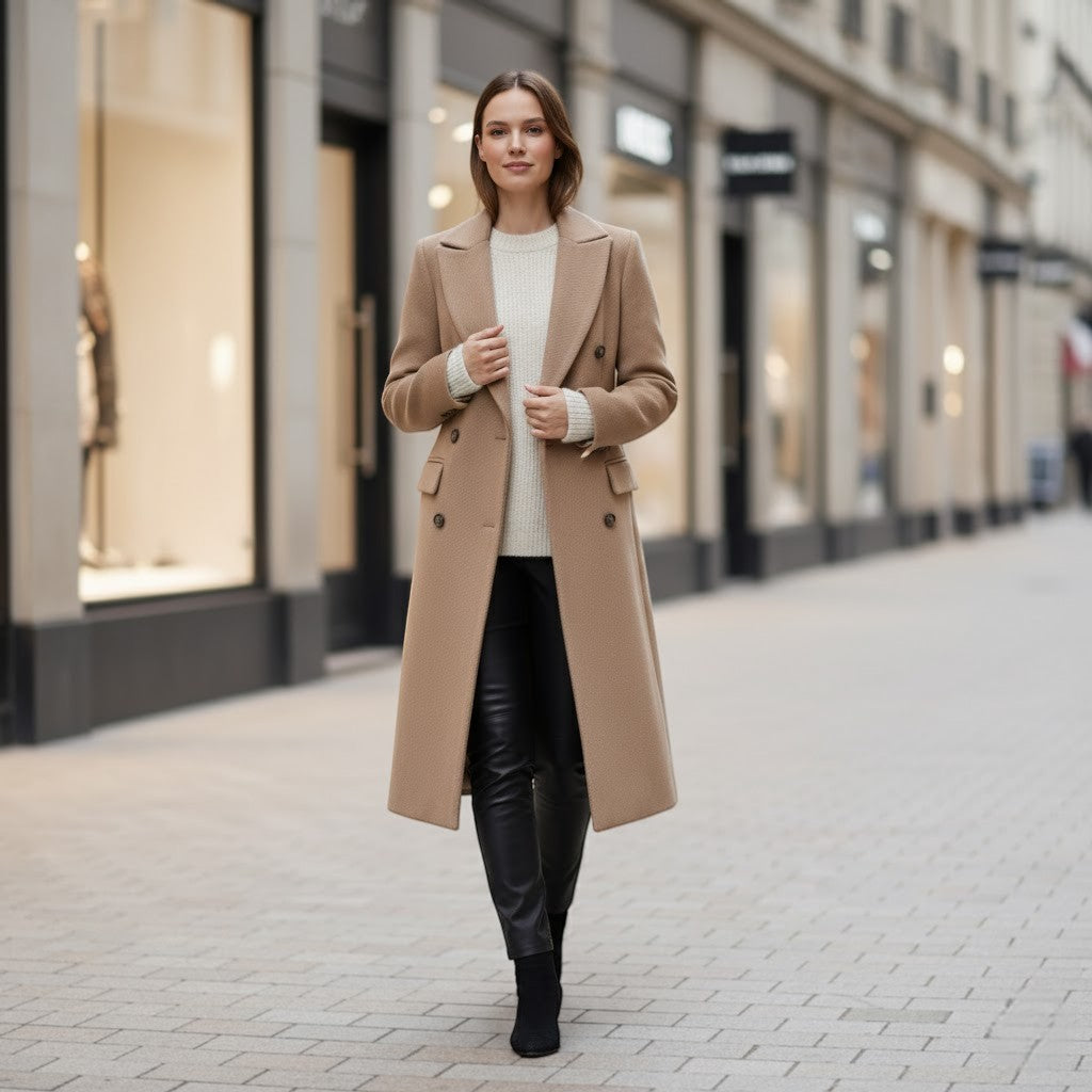 Riche | Manteau Femme Croisé en Laine Mélangée