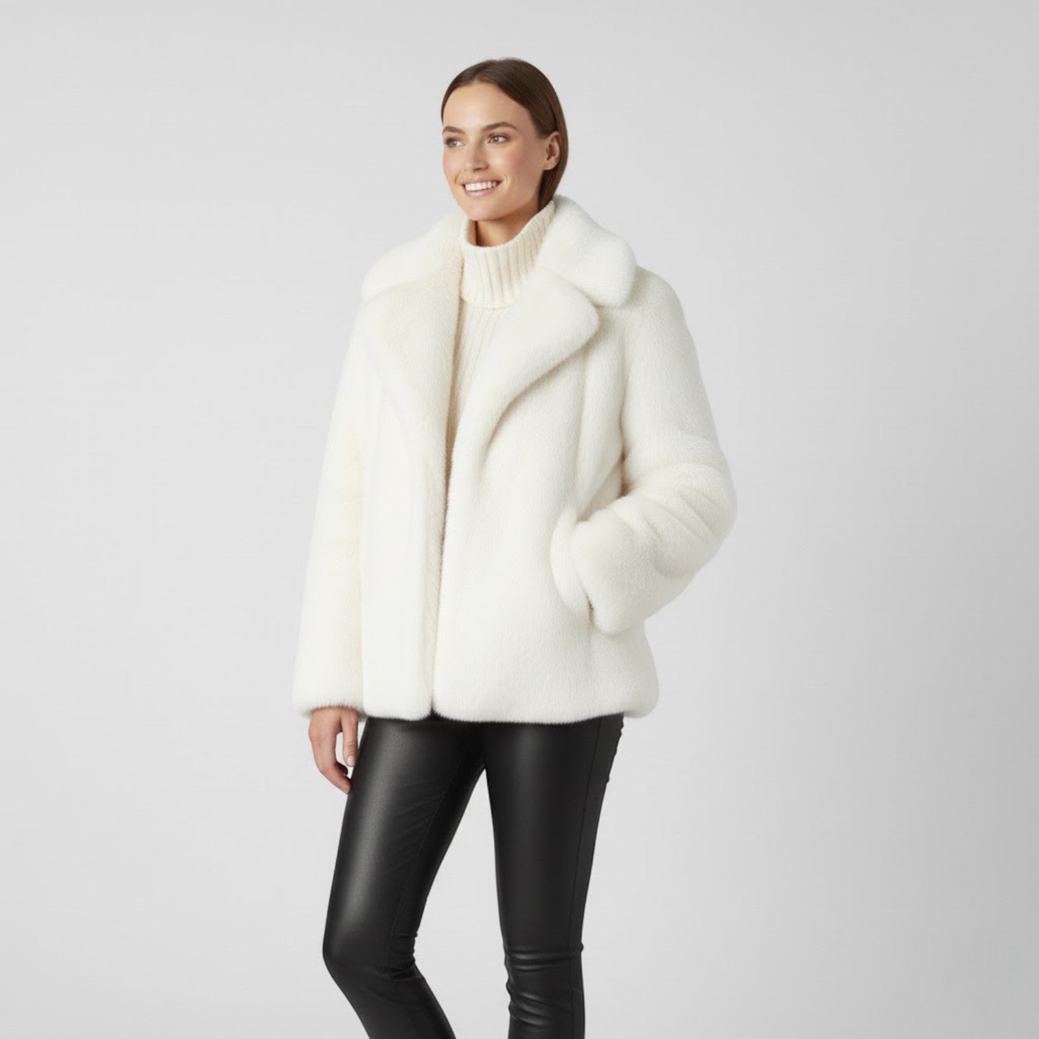 Riche | Manteau d’Hiver Femme en Chiffon, Laine et Fourrure