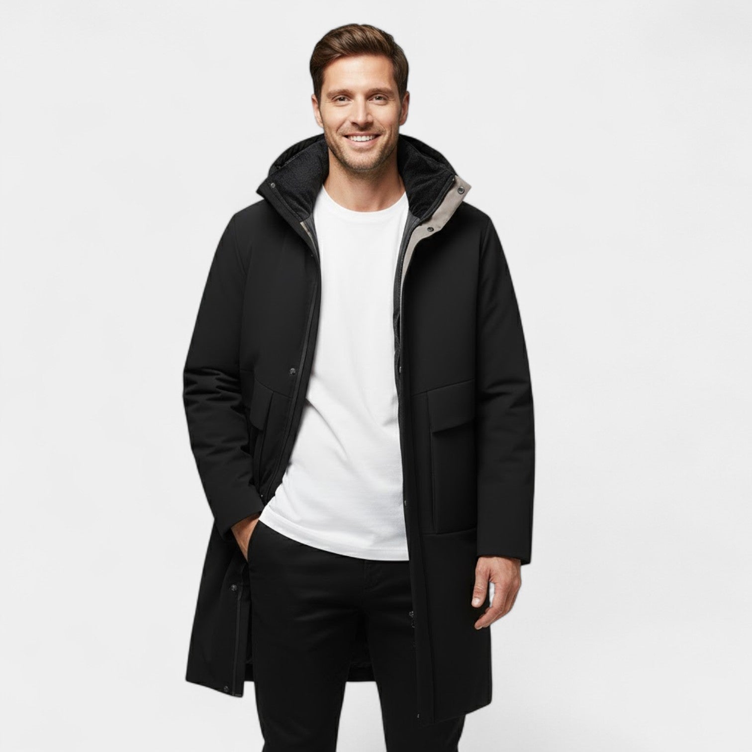 Riche | Veste Homme à Capuche – Manteau Long Matelassé en Coton