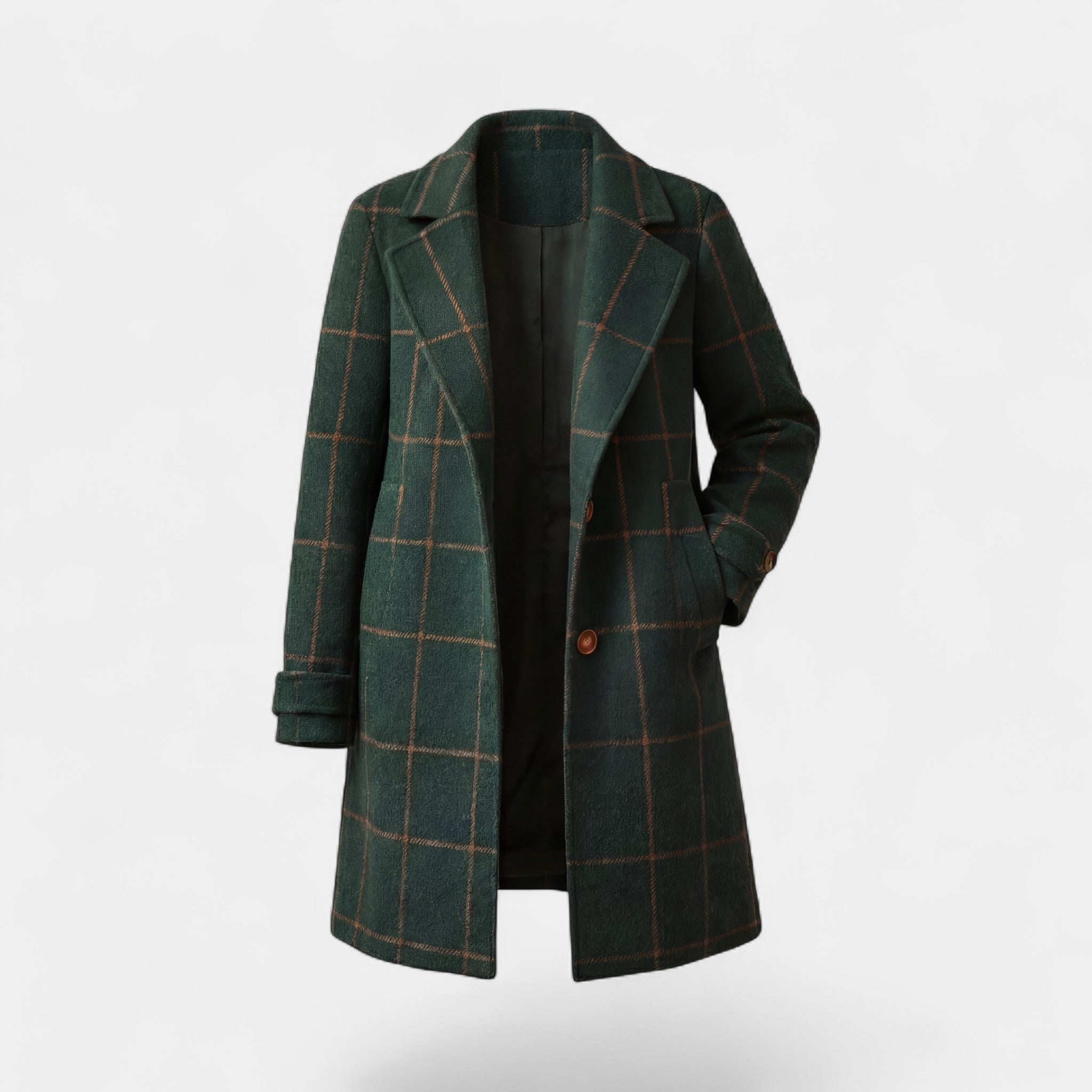 Riche | Manteau mi-long à revers en tissu tissé pour femme