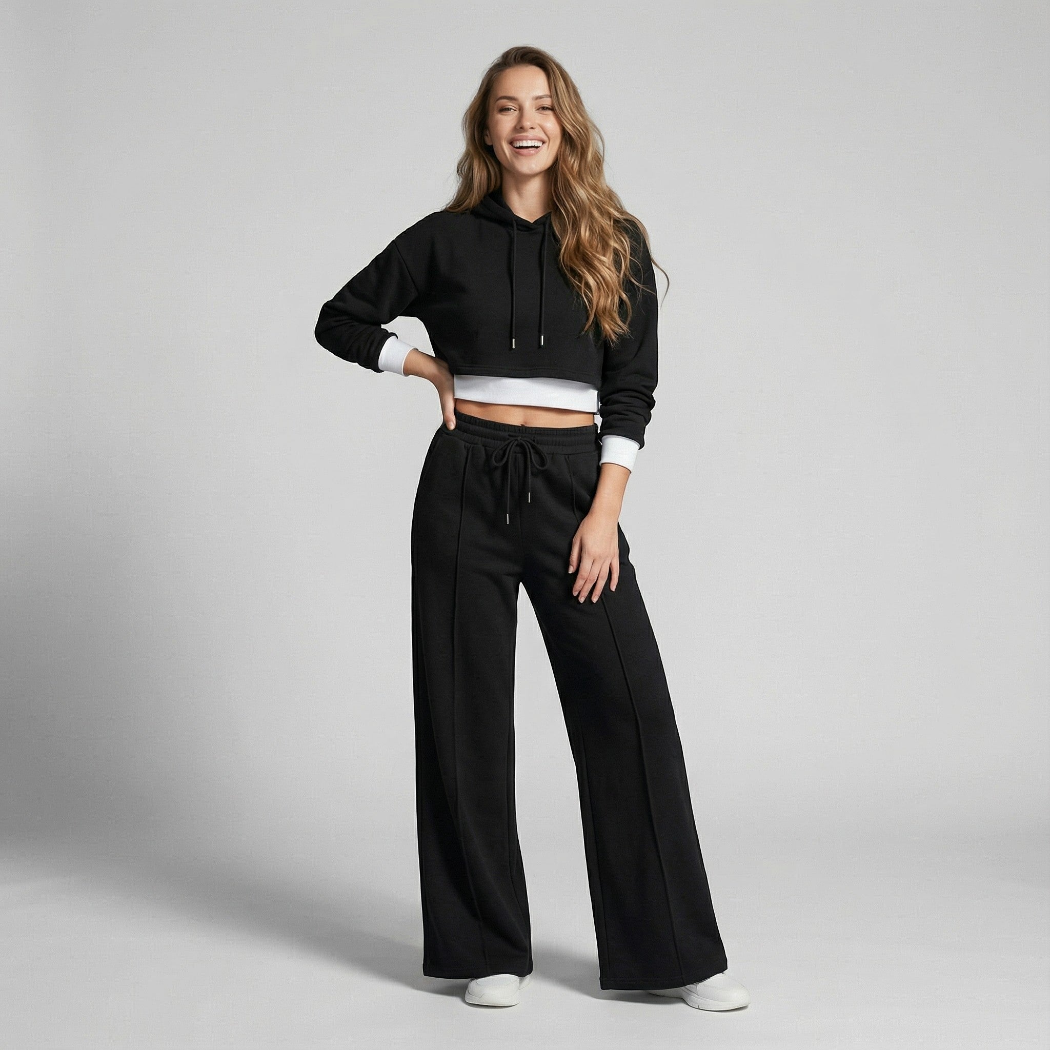 Riche | Ensemble d’intérieur à capuche en coton mélangé pour femme