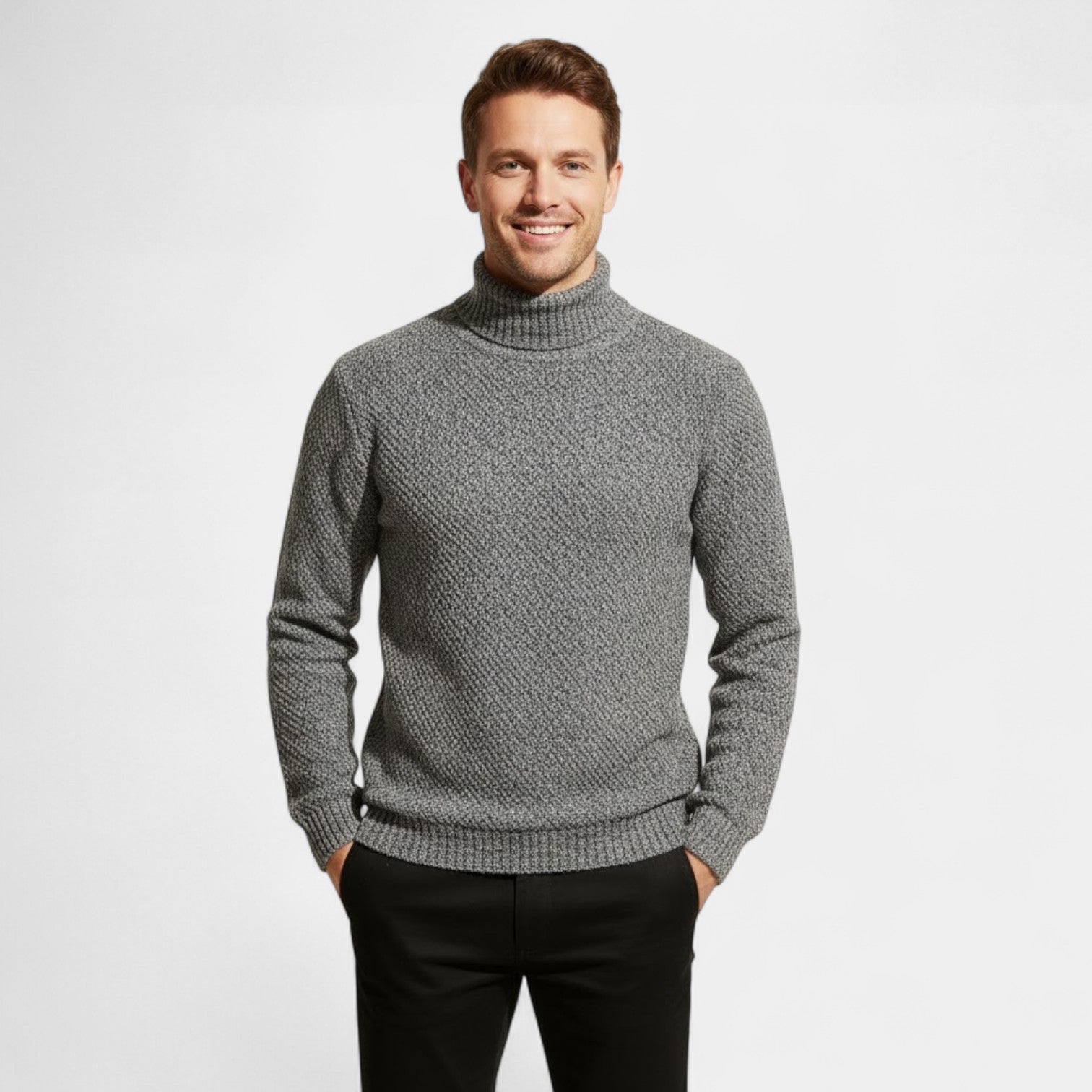 Riche | Pull Homme en Maille à Col Roulé – Coupe Classique Minimaliste