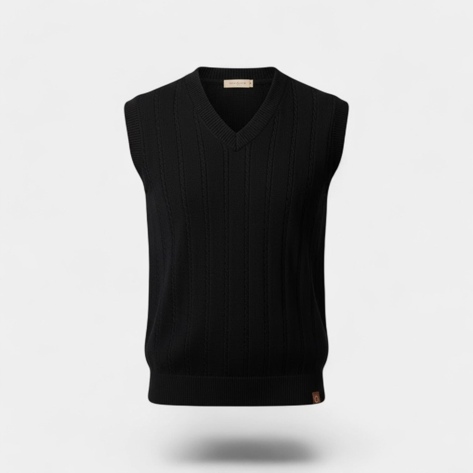 Riche | Gilet Sans Manches Col V Homme – Maille Torsadée