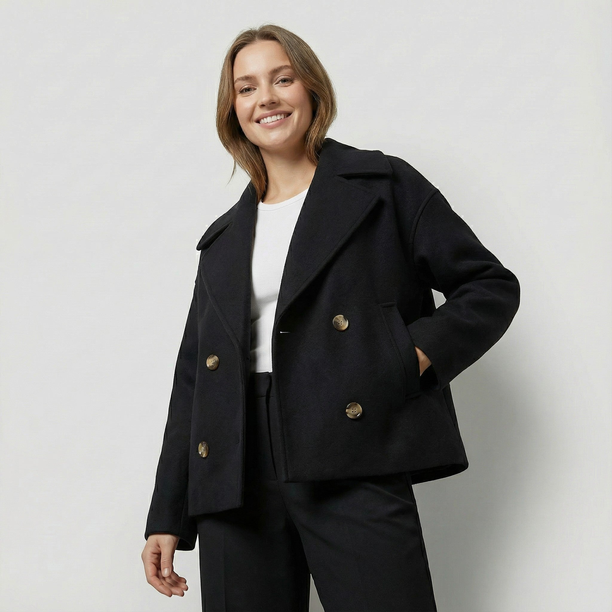 Riche | Manteau court croisé femme en laine