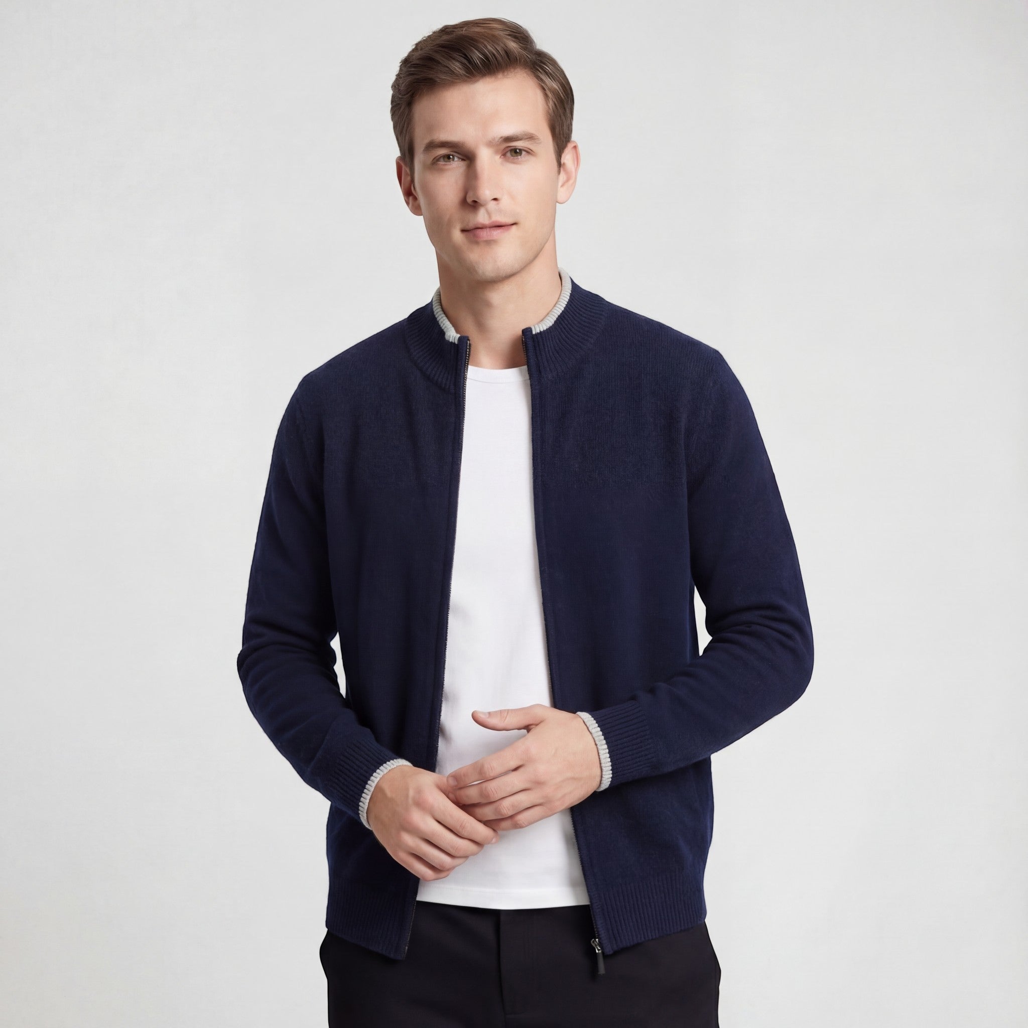 Riche | Pull homme en maille fine zippée