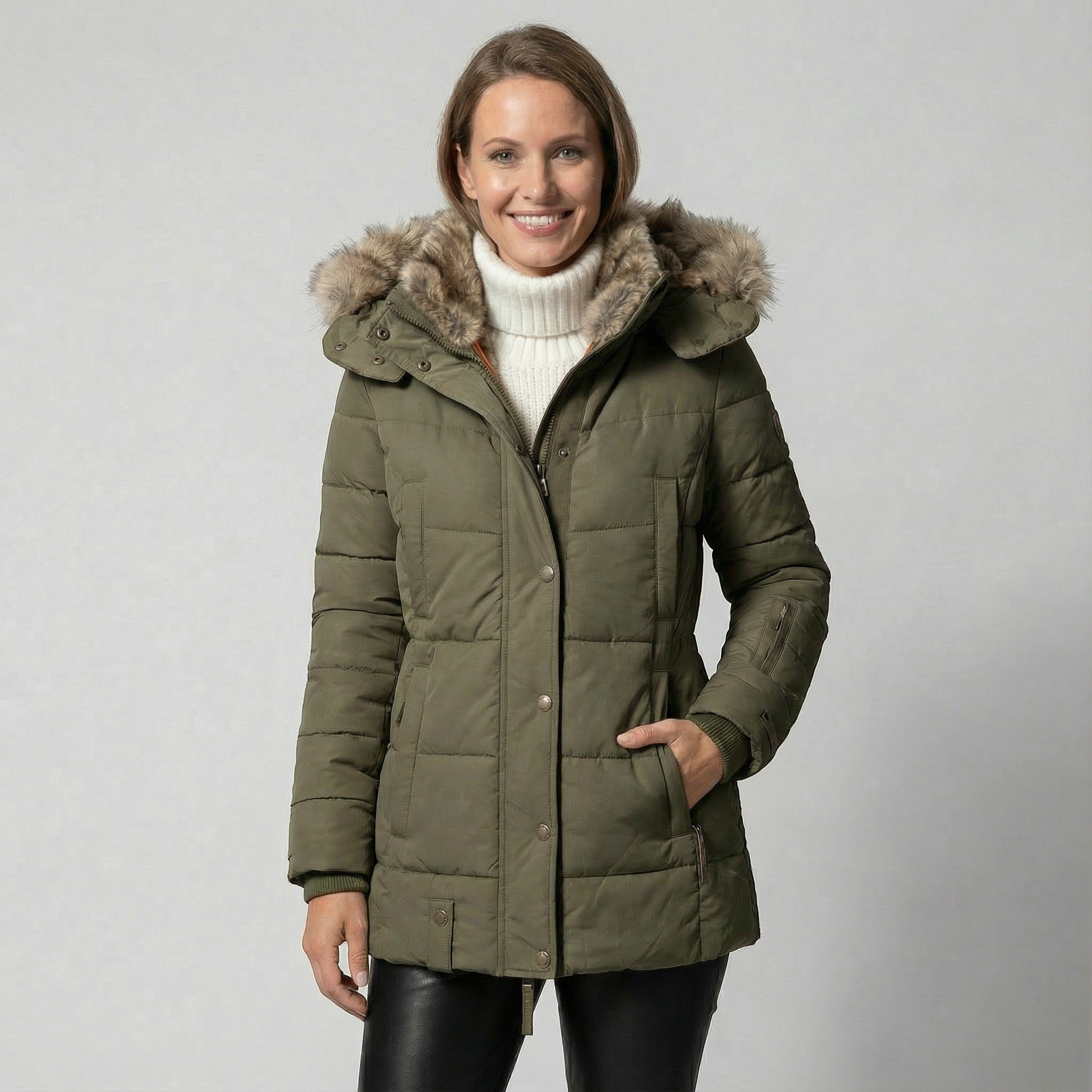 Riche | Manteau femme en coton à col en fourrure