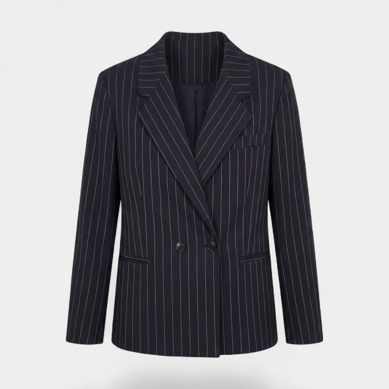Blazer femme croisé en tissu – Coupe structurée à rayures fines