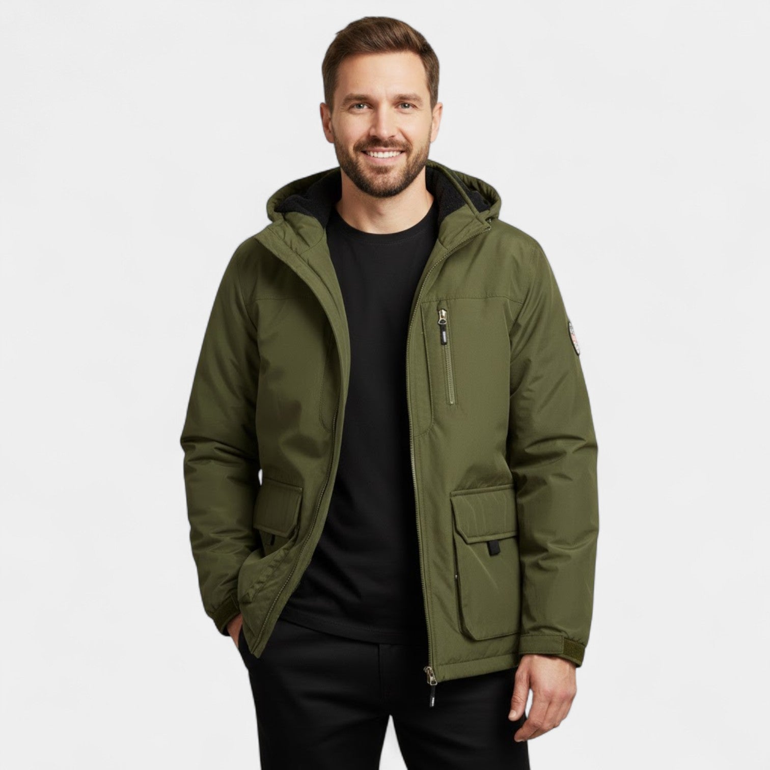 Riche | Parka Homme en Coton à Capuche – Mi-Longue Matelassée et Coupe-vent