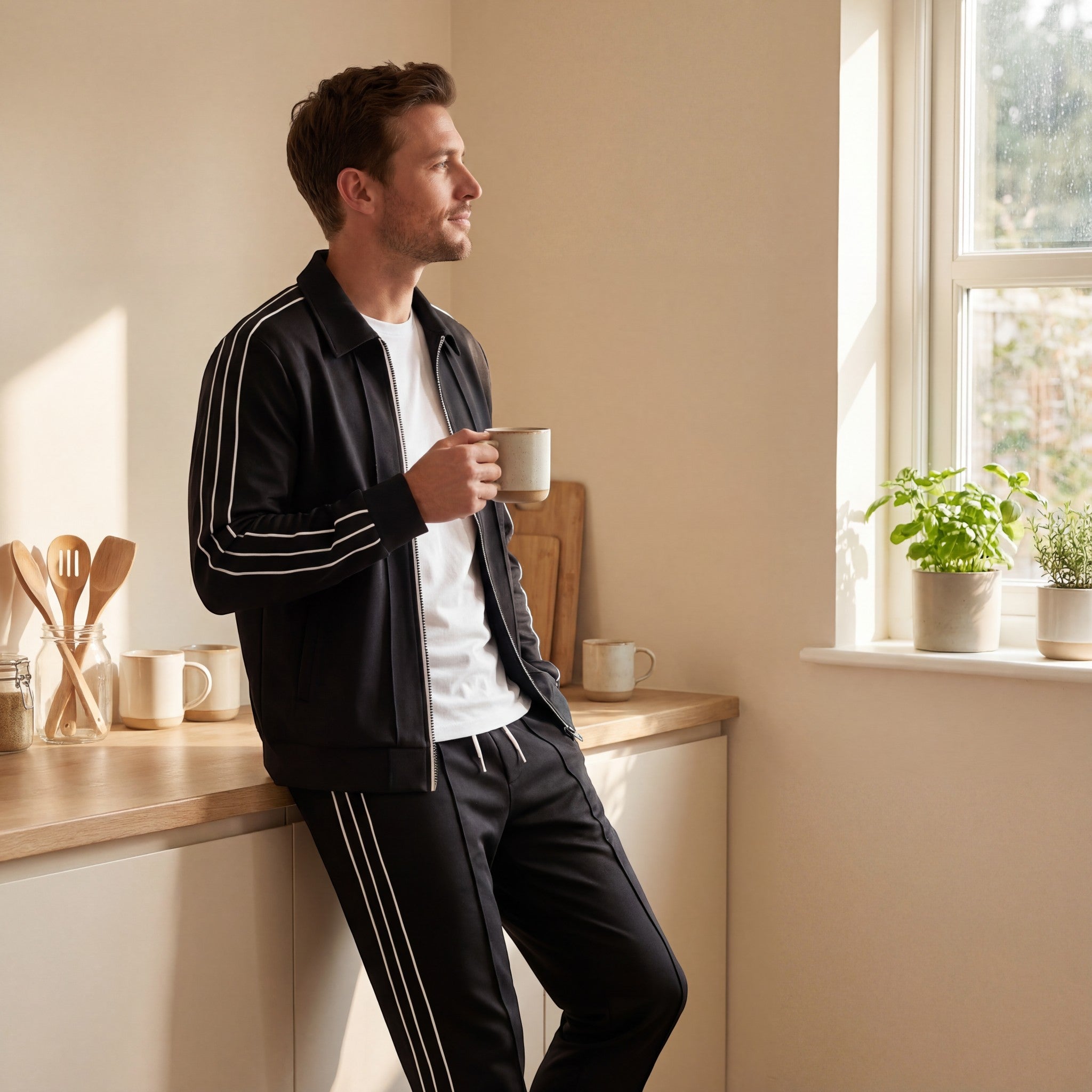 Riche | Ensemble veste décontractée homme en maille fine coupe 3D